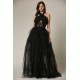 MAXI VESTIDO LUA CORSETTE HALTER TULLE NEGRO