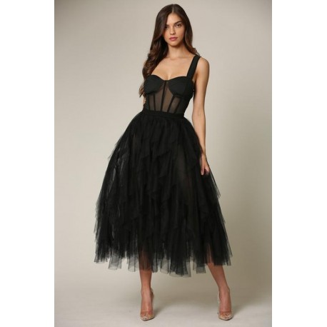MAXI VESTIDO LUA TULLE NEGRO