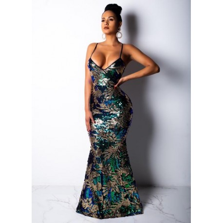 MAXI VESTIDO MERMAID LENTEJUELAS MULTI