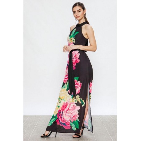 MAXI VESTIDO NEGRO FLORAL