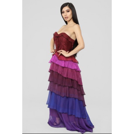 MAXI VESTIDO RAINBOW DEGRADADO STRAPLESS.