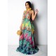 MAXI VESTIDO RAINBOW PALMERAS PLISADO.