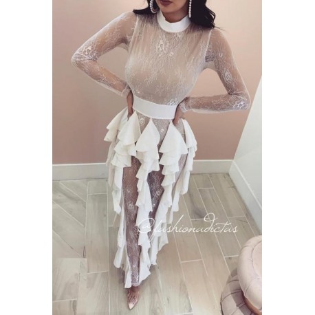 MAXI VESTIDO RUFLE ATENEA BLANCO.