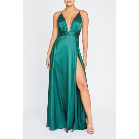 MAXI VESTIDO SATIN HUNTER GREN