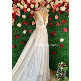 MAXI VESTIDO TULLE NACAR DORADO