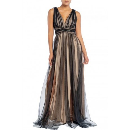 MAXI VESTIDO TULLE NEGRO/NUDE