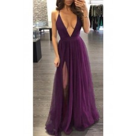 MAXI VESTIDO TULLE UVA.