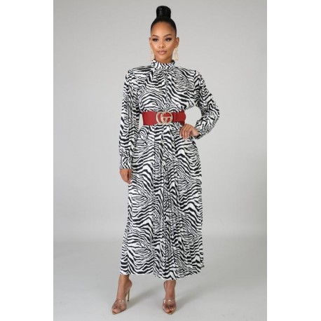MAXI VESTIDO ZEBRA PLISADO
