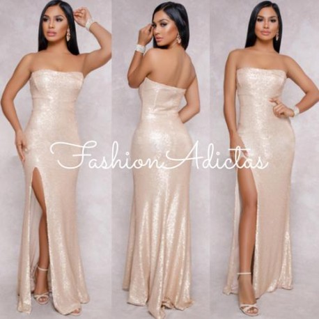 MAXI VESTIDO ZULEMA STRAPLESS CHAMPAGNE