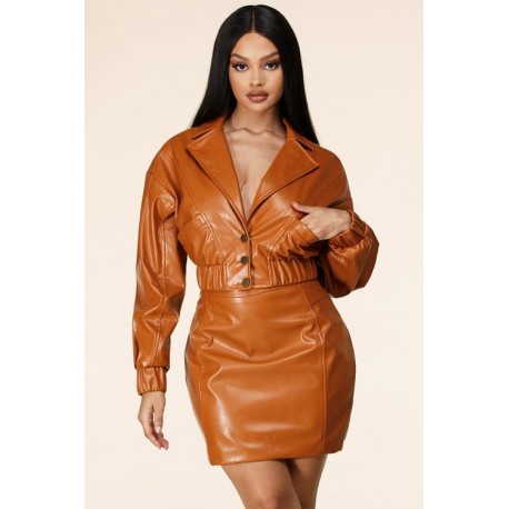 SET CAMEL VINTAGE PIEL