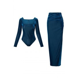 SET INDIGO TERCIOPELO FALDA/BODY