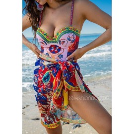 TRAJE DE BAÑO RETRO CON PAREO