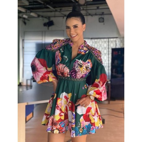 VESTIDO ABSTRACT FLORAL VERDE