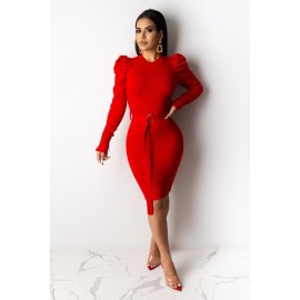 VESTIDO ABULTADO ROJO TEJIDO