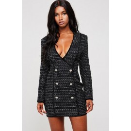 VESTIDO BLAZZER TWEED NEGRO/PLATA
