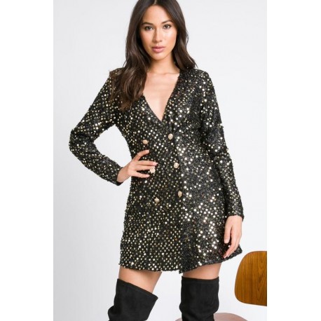 VESTIDO DANCE BLAZZER ORO/NEGRO