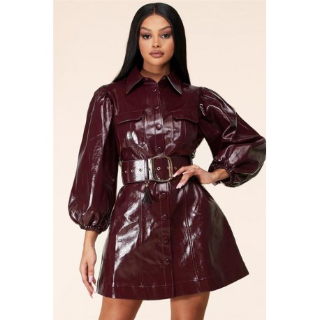 VESTIDO XENIA LEATHER VINO