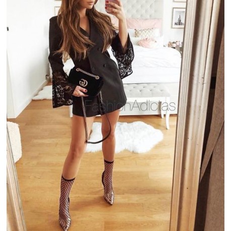 VESTIDO-BLAZZER CELINA NEGRO ENCAJE